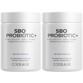 Codeage SBO Probiotics, 50 Billion CFUs Per Serving, Multi Strain Soil Based Organisms Blend and Organic Fermented Botanical Blend, Shelf-Stable - 2 Pack