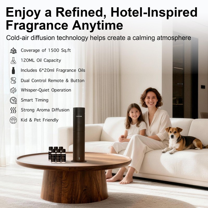 Waterless Scent Diffuser for Home, Nebulizing Essential Oil Diffuser with