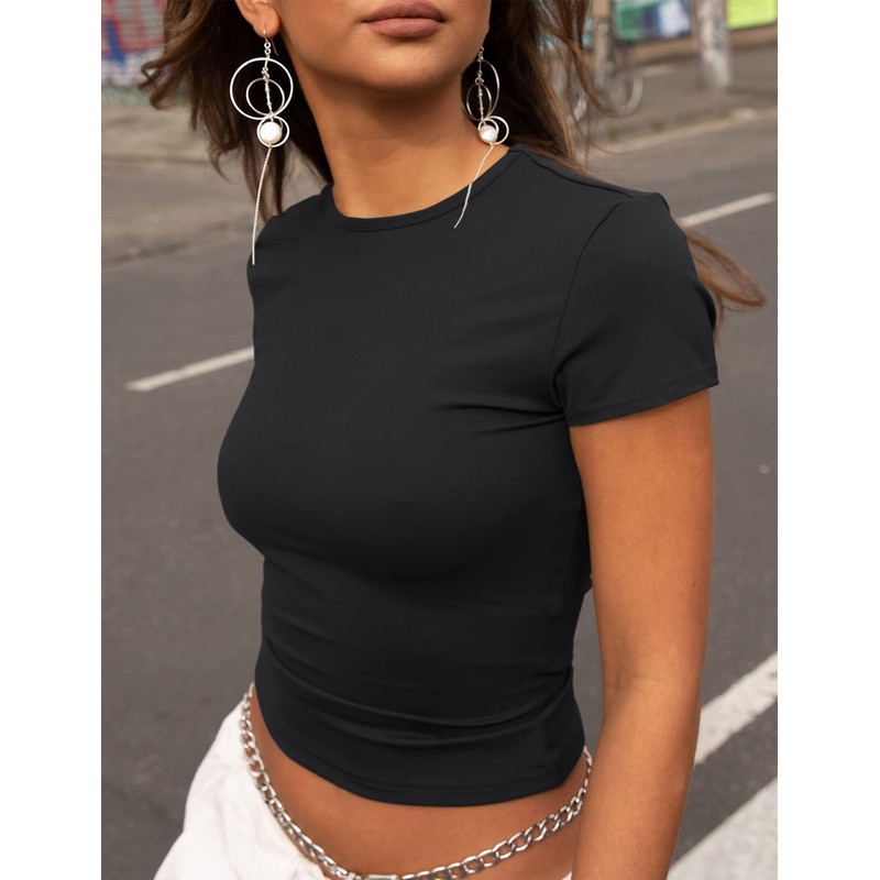 ZHENWEI Cap Short Sleeve Workout Tops Women 3 Pack Crop
