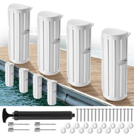 DaisyInner 4 Set Dock Bumpers Fenders for Edging Docking Inflatable Corner Boat Fenders with Pump and Mounting Hardware for Straight-Edge Side Marine Bumpers for Buoy Pontoon Protector
