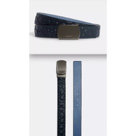 COACH CG593 PLAQUE BUCKLE CUT TO SIZE REVERSIBLE BELT, 38 MM QB/MIDNIGHT/IN
