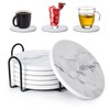 Absorbent Coasters for Drinks,Ceramic Coaster Set of 6 with Holder,