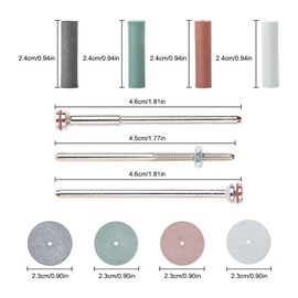 Silicone Polishing Wheels Kit Mixed Lab Buffing Wheel Rotary Hand Pieces Tool Assortment Kit 40pcs 4 Colors Rubber + 6 Pcs Mandrel Shank for Jewelry, Jade and Carving
