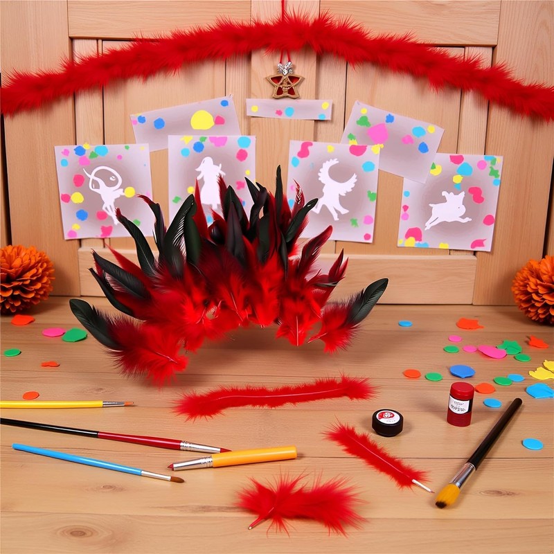 50 Pcs Red Feather Nature Feather Carnival Halloween Costume,Red Handicrafts,
