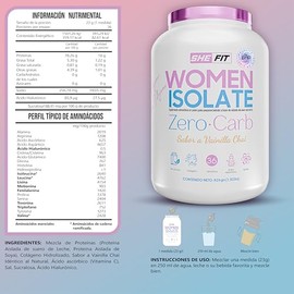 BHP NUTRITION- SHE FIT- WOMEN ISOLATE ZERO CARB| PROTEINA AISLADA| 36 SERV|SIN CARBOHIDRATOS, SIN LACTOSA, NI AZUCAR AÑADIDA| LIGERA Y FACIL DIGESTION