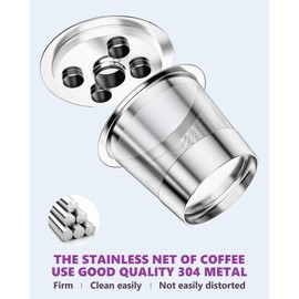 Universal Refillable Coffee Pods with 5 Holes, Suitable for k cups, Stainless steel reusable compatible with keurig 1.0 & 2.0 coffee machines brewers refillable (4)
