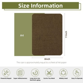 ZESION 2Pcs Self-Adhesive Linen Fabric Patches, Quick Repair for Sofas, Tents, Car Seats/8" x 13", Dark Coffee Color