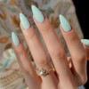 KQueenest Acrylic Press on Nails Almond Medium Length, Mint Green