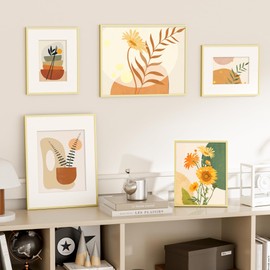 Acovy 11x14 Picture Frame, Aluminum 11x14 Frame Matted to 8x10, 11x14 Photo Frame with High Definition Plexiglass, Metal 11x14 Frame for Wall or Tabletop Display, Wall Hook Included (Gold, Pack of 1)