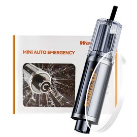 Window Breaker Seatbelt Cutter, Emergency 2‑in‑1 Car Escape Keychain Tool, Safe Hammer Glass Breaker Under Water–Compact, Durable Emergency Rescue Device for Drivers & First Responders, Premium Black