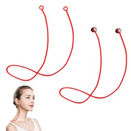 2PCS Earplugs Connector Cord, Flexible Anti Drop Earplugs Cord, Tug-Resistant Safety Cord for Earplugs with Removable Tips, Preventing Earplugs from Falling Running Swimming (Red, One Size)