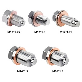 Mandark M12 x 1.5 Magnetic Car Oil Drain Plug, Stainless Steel Vehicle Sump Drain Nut Bolt with Copper Gaskets, Leakproof Auto Oil Pan Drain Plug Replacement, Universal for Most Cars
