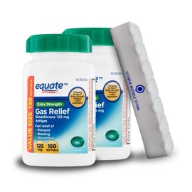 Unique Bundle Store Equate Simethicone 125 mg, 150 Count Softgels Value Size, Extra Strength Gas Relief + 7 Day Pill Organizer Included (Pack of 2)