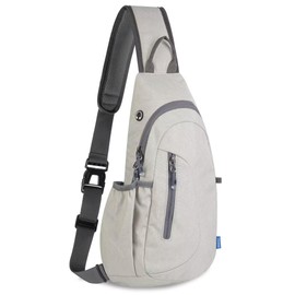 TITECOUGO Large Sling Bag for Women Men Crossbody Bag Waterproof Hiking Backpack Shoulder Bag Chest Bag Travel Essentials Backpack for Outdoor Walking Biking Camping Running Light Gray