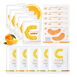 Sakura Face Mask Skin Care - Korean Face Mask Set Clean Pore, Hydrating, Facial Mask Sheet Masks Kit - Clay Mud Mask & Sleeping Mask, Hydrating Face Masks Day & Night Care (15Pack, Vitamin C 01)