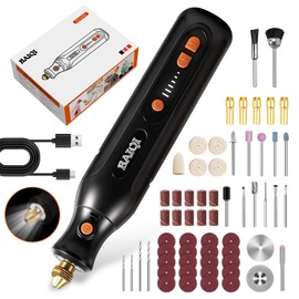 BAIQI Electric Totary Cordless Tool Kit, Type-C Rechargeable 2000mAH, 6 Adjustment Speeds(5000-22000RPM), 59Pcs Accessories For DIY Crafting,SandingCarving,Sanding,Cutting (Black-59 pcs Accessories)