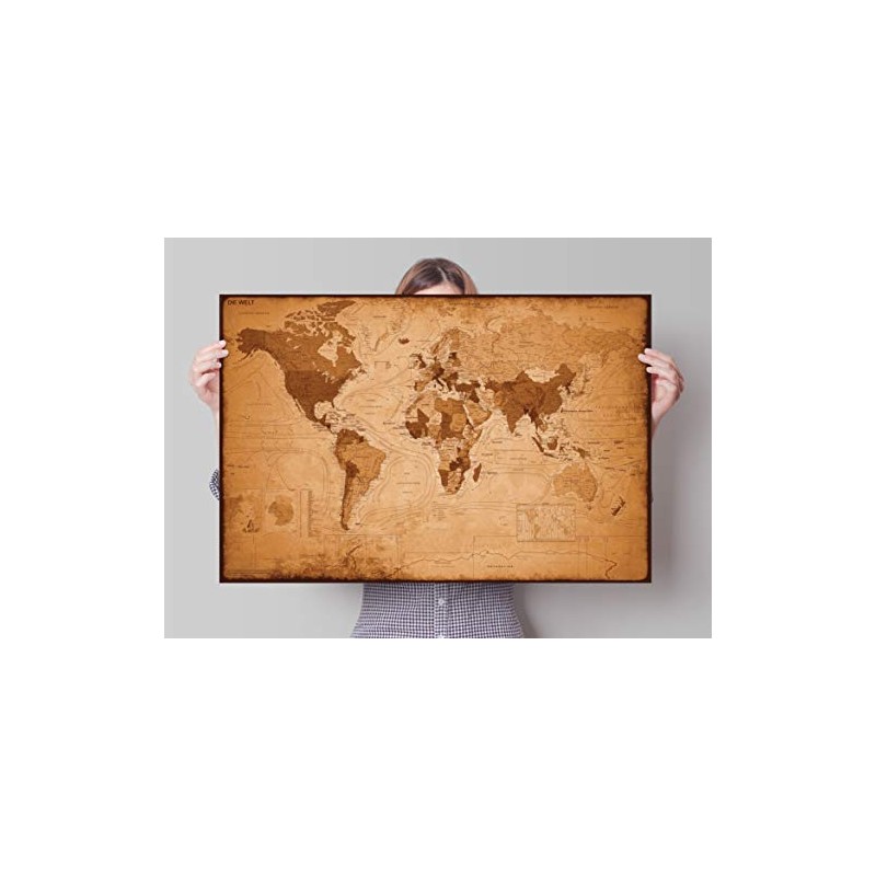 Weltkarte - Antik Poster Print, 92x61 cm