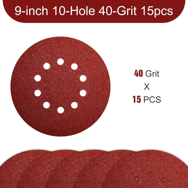 9 Inch 10 Holes Sanding Disc 40 Grit Drywall Sandpaper