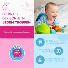 Vitamin D3 Drops for Babies & Children - 400 IU, 10 ml for 220 Days - Vitamin D Drops Good for Immune System, Bones, Teeth, Muscles - D3 Drops are also suitable for Pregnant Women and Nursing Mothers