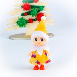 LitoMagic Tiny Baby Elf Doll in Yellow Dress | Bebe Lutin de Noel en Costume Jaune