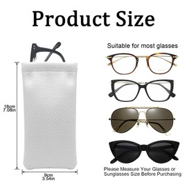 Deokke 2 PCS Glasses Case Eyeglass Sunglasses Pouch Portable Squeeze Soft Leather Linen Woven Cute Women Men Girls (B7-Fine Weave White)