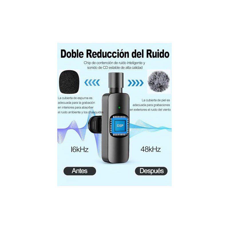 Bebeay 2 Pack Micrófono Inalámbrico para Celular-Negro