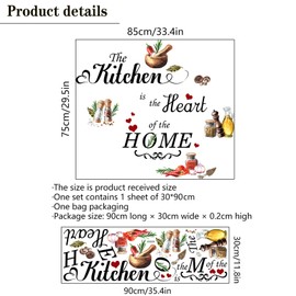 Kitchen Food Wall Stickers Quotes The Kitchen is The Heart of Home Restaurant Family Wall Decor Word Saying Peel and Stick Wall Art Decals for Dining Room Living Room