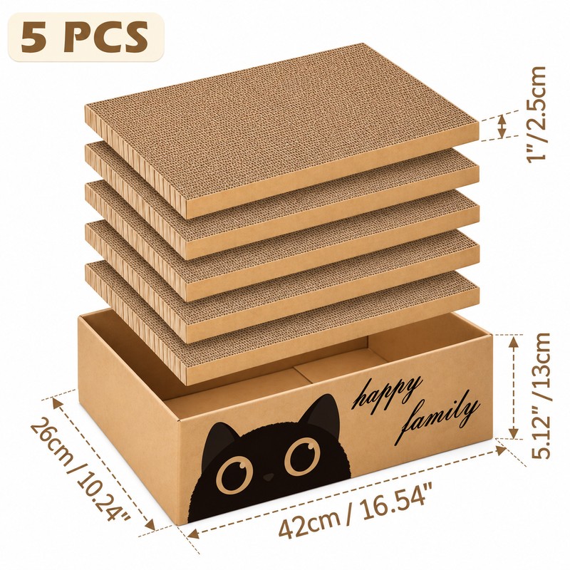 Cardboard Cat Scratcher Bed for Indoor Cats – Durable 5-Layer