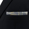 [S&W SHLAX&WING] Men's Pocket Square Gray Yellow Golden Geometric Wedding,