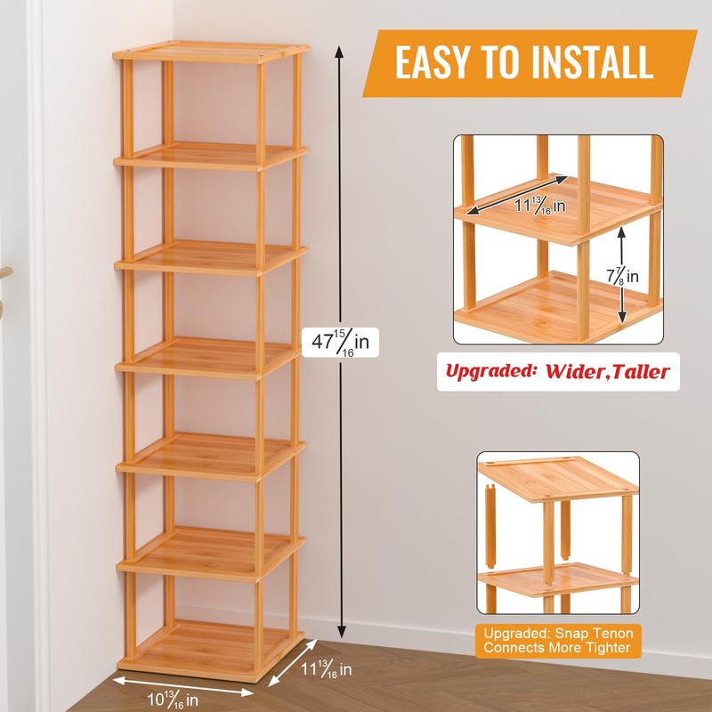 Bamboo Free Standing Shoe Rack Shelf Multi Tier Tall Wooden