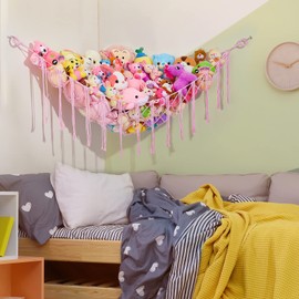 Beinou Toy Storage Cuddly Toy Storage Net Hammock Stuffed Animal Organiser Wall Hanging Decoration for Children's Room