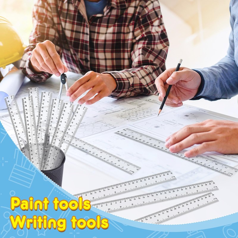 32 Pack Clear Plastic Ruler 12 Inch, Rulers Bulk for
