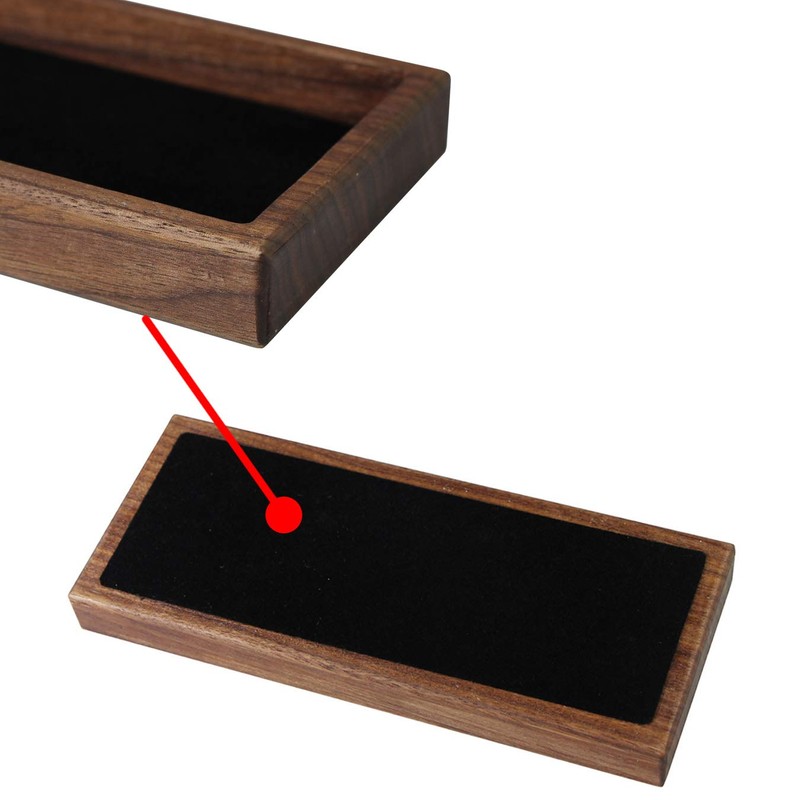 Wood Pen Tray Desktop Office Storage Box Coin Keys Holder