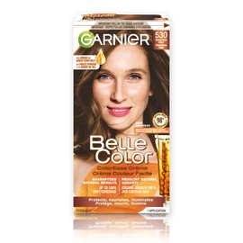 Garnier Belle Color Permanent Hair Dye, 530 Medium Maple Brown, 100% Grey Coverage, Enriched with Argan Oil and Wheat Germ Oils - 1 Application, Packaging may vary