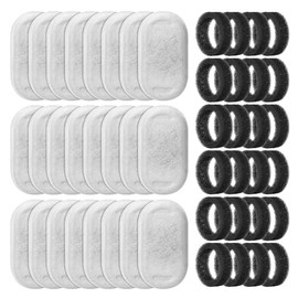 SOOFPET Cat Water Fountain Filters: 48 Pieces (24 Carbon Filters + 24 Sponge Filters) Replacement Filters for 108oz/3.2L Stainless Steel Cat Fountain