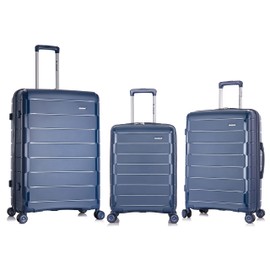 Rockland Vienna Hardside Luggage with Spinner Wheels, Navy, 3-Piece Set (20/24/28)