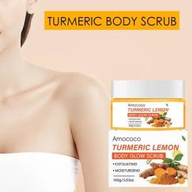 Turmeric Lemon Body Scrub Exfoliating Body Polish Natural Skin Care Scrub 100g Moisturizing Gentle Exfoliator Body Glow Brightening Daily Use Body Scrub Travel Size