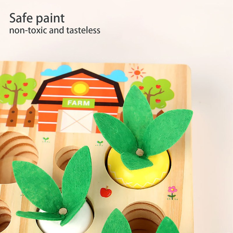 Baby Carrot Harvest Game Wooden Carrots Shape Sorting Matching Puzzle