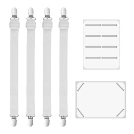 FuninCrea 4 Pieces Bed Sheet Tensioners, Adjustable, 54-100 cm Bed Sheet Tensioners, Elastic Bed Sheet Fasteners, Bed Corner Holder, Elastic Tensioner for Bed Sheets for Mattresses, Sofa (White)