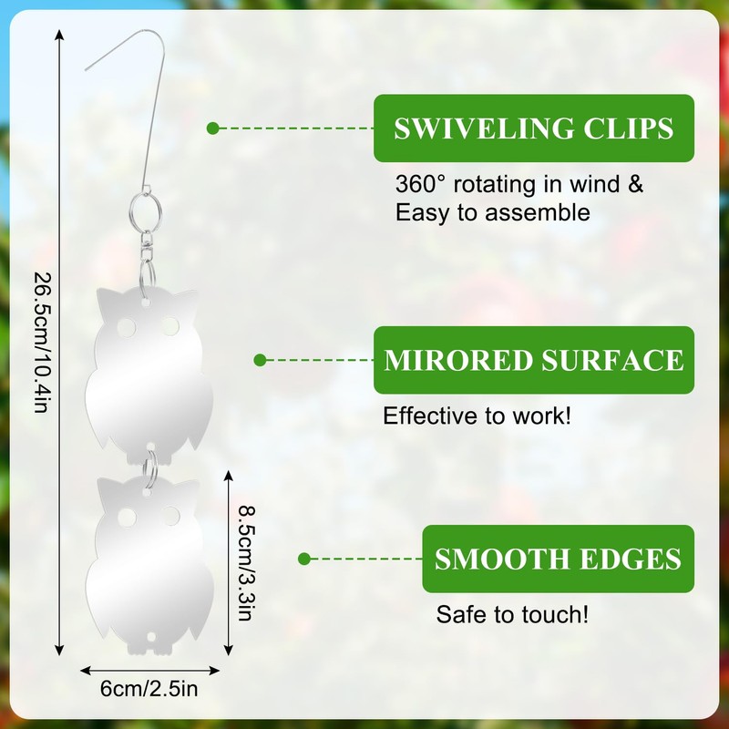 HADEEONG Bird Reflectors to Keep Birds Away, 8-Pack Reflective Owl
