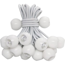 White Ball Bungee Cords - 20Pcs Heavy Duty Elastic Ties With Toggles for Tarp and Canopy Tie Down