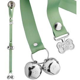 PoochieBells Dog Door Bell for Potty Training – The Original Potty Training Bells for Dogs, USA-Made Doggie Potty Bells, Easy Puppy Training, Loud, Durable Hanging Bells for Door, Solid Celery Green