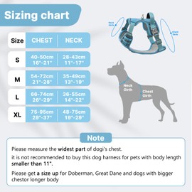 Belababy Medium Dog Harness, Anti Pull Dog Harness with Soft Padded Handle for Walking Training, Adjustable Reflective for Small Medium Large Dogs, Light Blue M