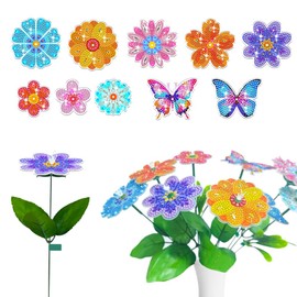 EWAIDI Diamond Art Kits,Flower Vase Butterfly Diamond Painting Kits for Adults-DIY 5D Bouquet Art Craft Supplies for Outdoor Indoor Garden Home Decoration