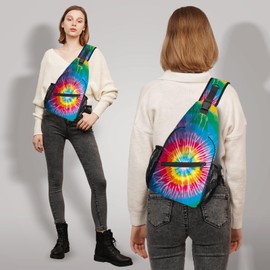 FyLybois Tie Dye Sling Bag for Women Crossbody Backpack Lightweight Chest Daypack Fashion Shoulder Bags for Travel Hiking Biking