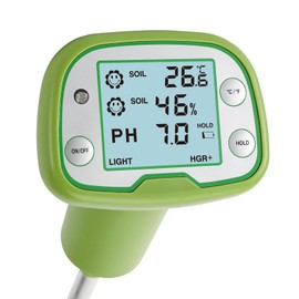 4-in-1 Soil Tester with Backlight LCD - Digital Plant Moisture Meter for pH, Temperature, Sunlight | Gardening, Farming, Lawn Care & Indoor/Outdoor Plants (Square)