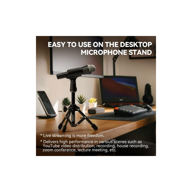 Desk Microphone Stand, Mini Soporte de Sobremesa, Micrófono Plegable, Soporte