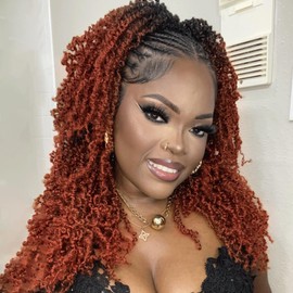 Pelokaa Yanky Twist Crochet Hair - 10 Inch 8 Packs (240 Strands) Ombre Ginger Pre-twisted Fluffy Spring Passion Micro Mini Twist, Pre-Looped Short Curly Crochet Braids (10 Inch, OT350-8P)