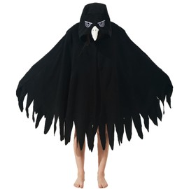 YUTCOTC Unisex Crow Costume Hooded Cape Crow Cosplay Hooded Christmas Costumes Party Cape
