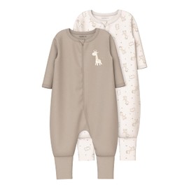 NAME IT Unisex Nbnnightsuit 2P Zip Ff Jet Giraffe Noos (Pack of 2), Jet Stream
